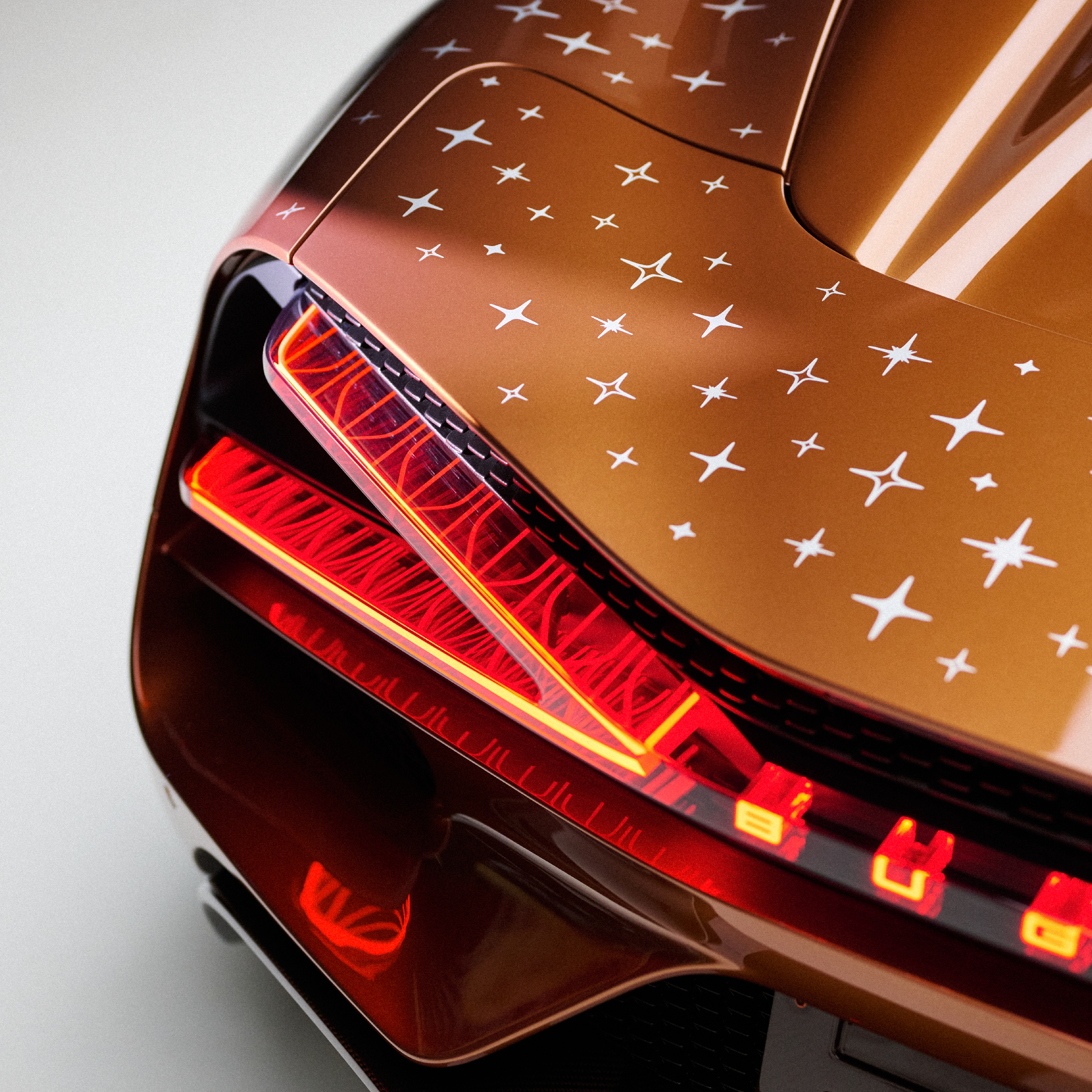 The Bugatti W16 Mistral ‘Le Retour du Jeune Prince’ showcases meticulous craftsmanship with its stars hand-applied onto the exterior.